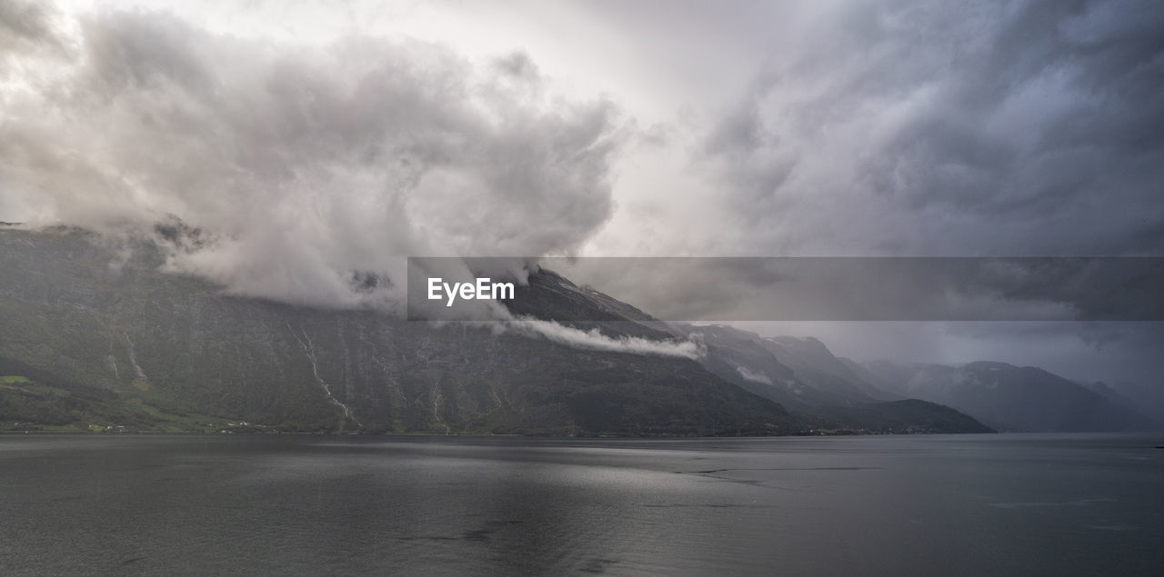 SCENIC VIEW OF LAKE AGAINST MOUNTAIN RANGE