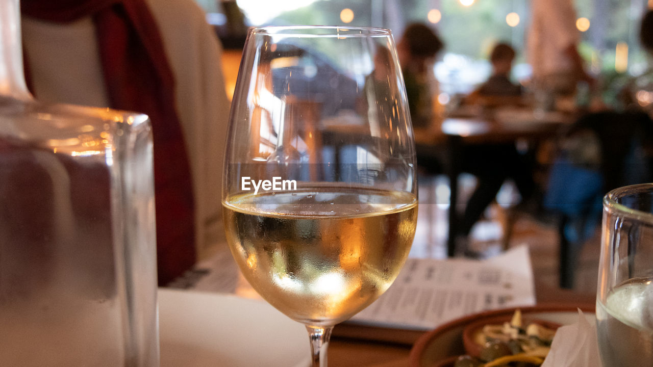 Close-up of wine glass on table