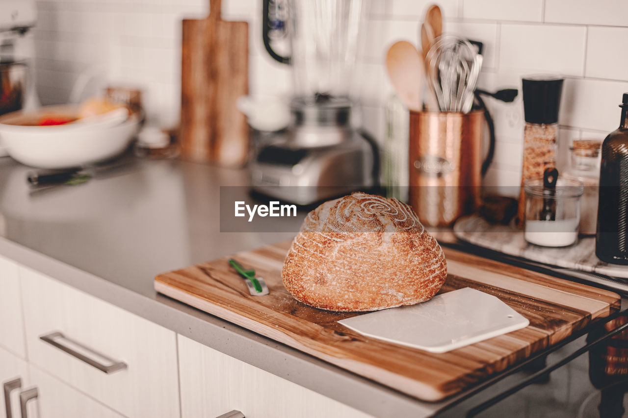 Close-up of food on table at kitchen counter