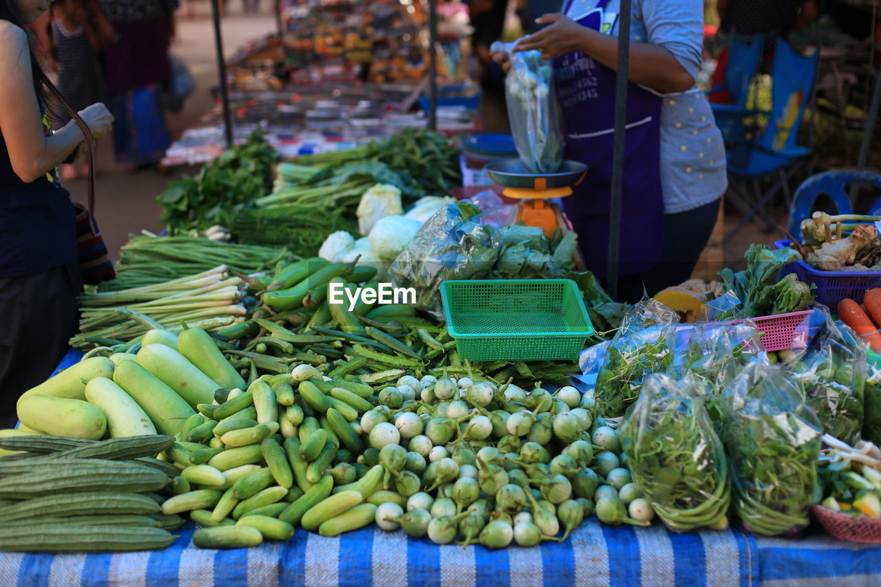 Fresh vegetables on market stall