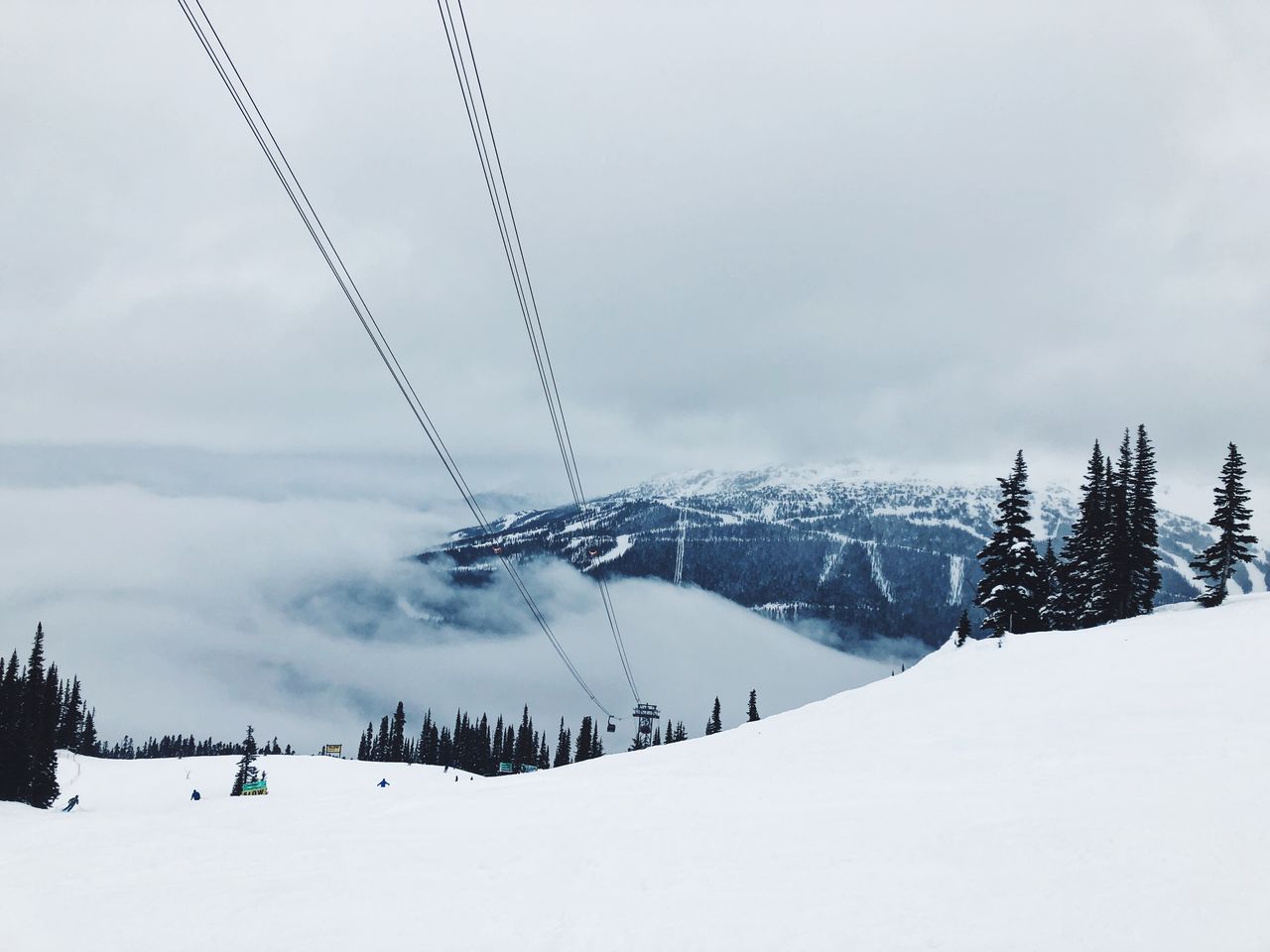 Snow covered landscape against sky in the ski resort