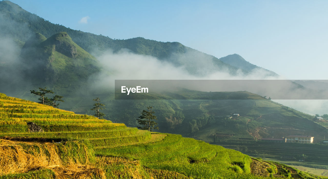 Scenic view of mountains against sky