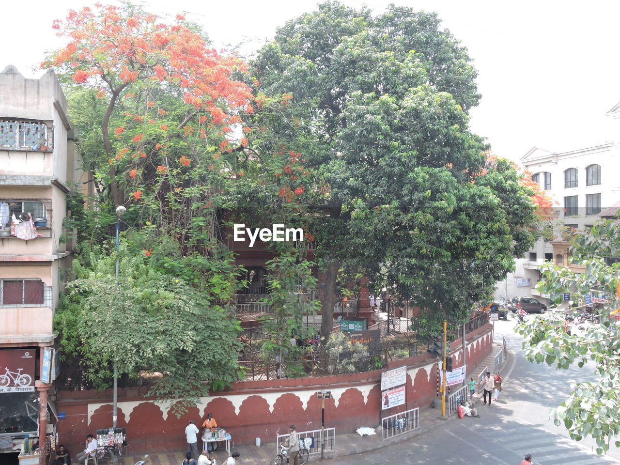 VIEW OF BUILDING WITH TREES IN BACKGROUND