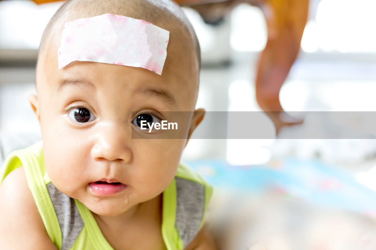 Close-up portrait of cute baby boy