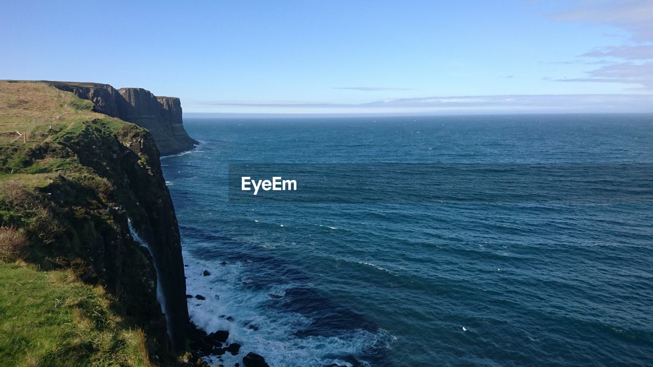 View of calm blue sea against sky