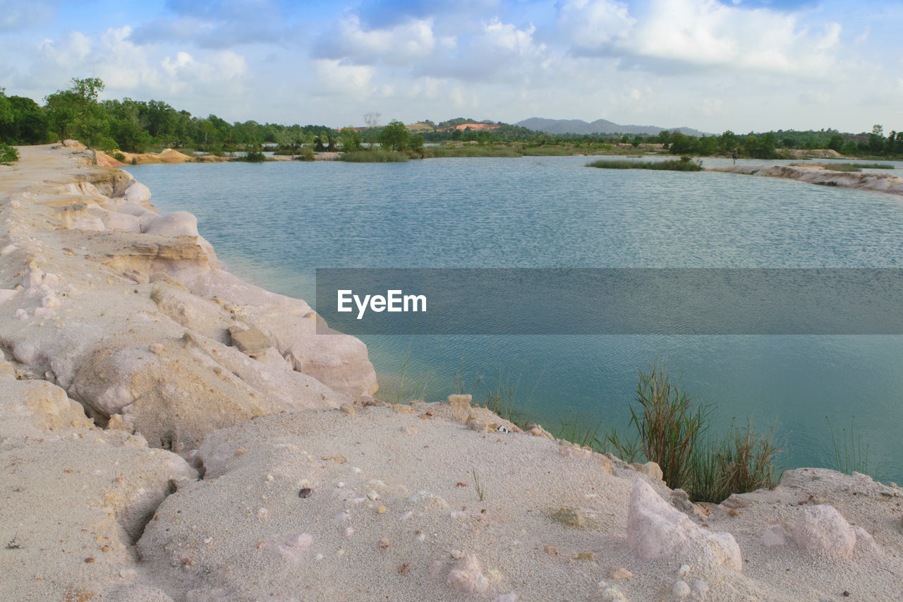 Scenic view of beach against sky