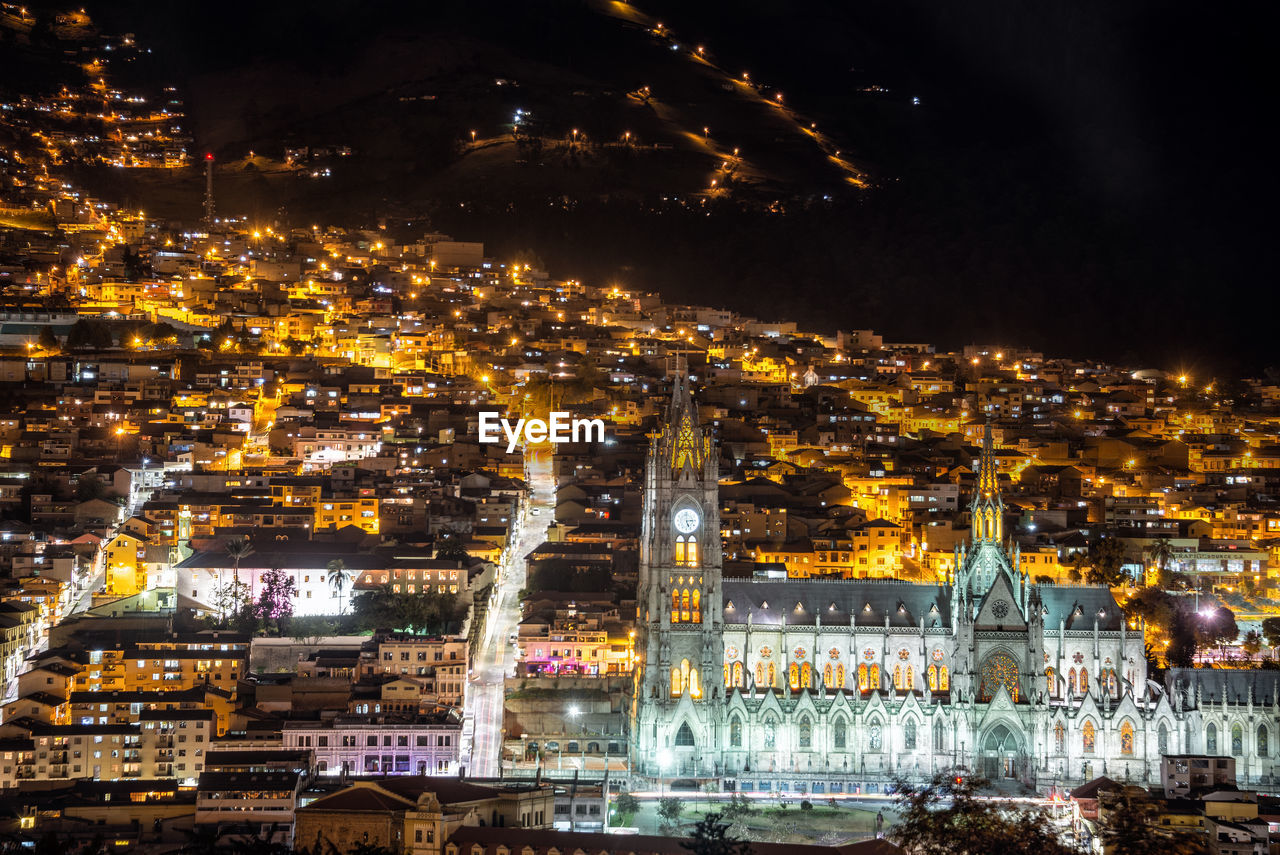 Basilica of the national vow in illuminated city at night