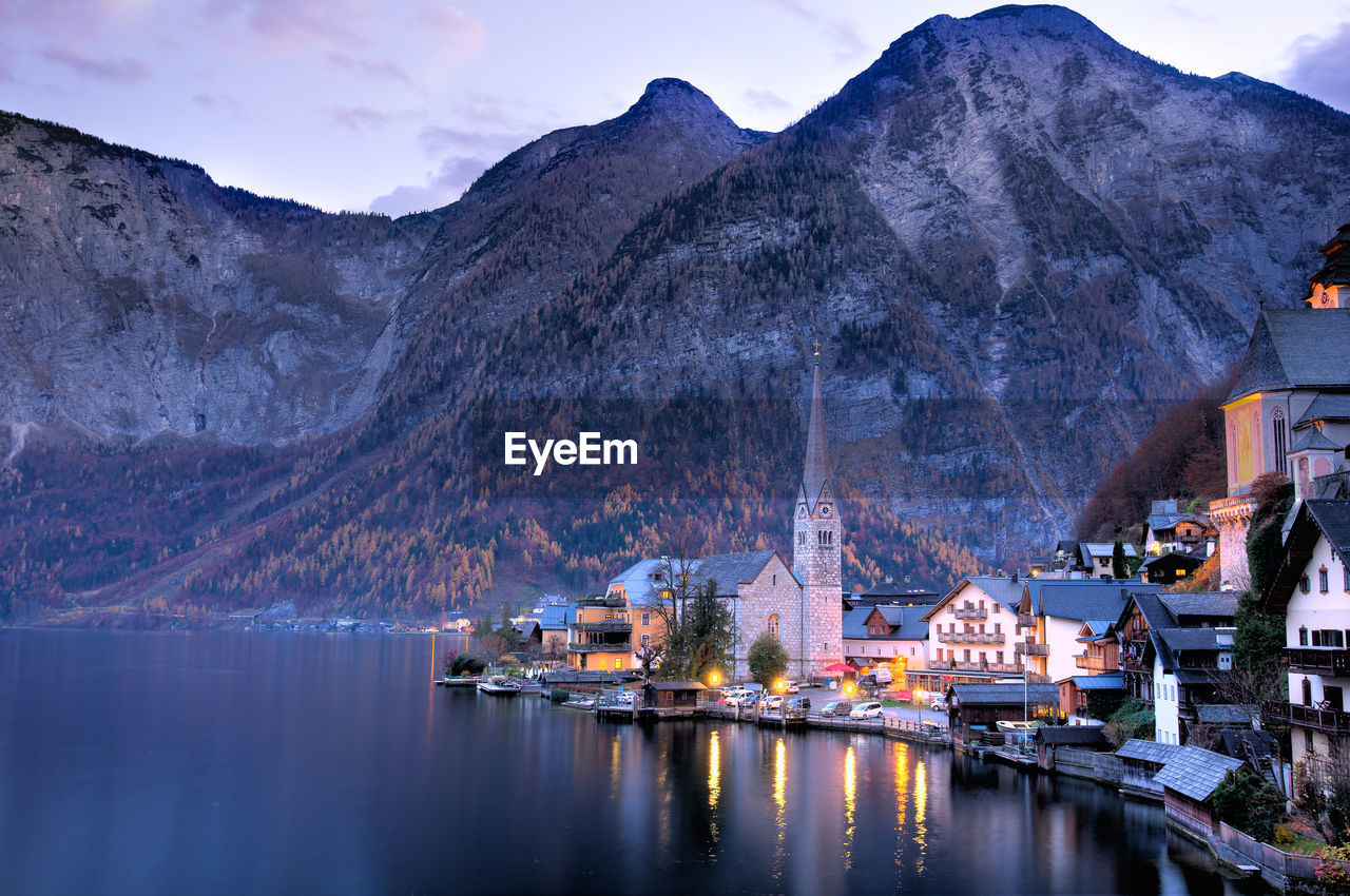 Scenic view of mountain village in austria
