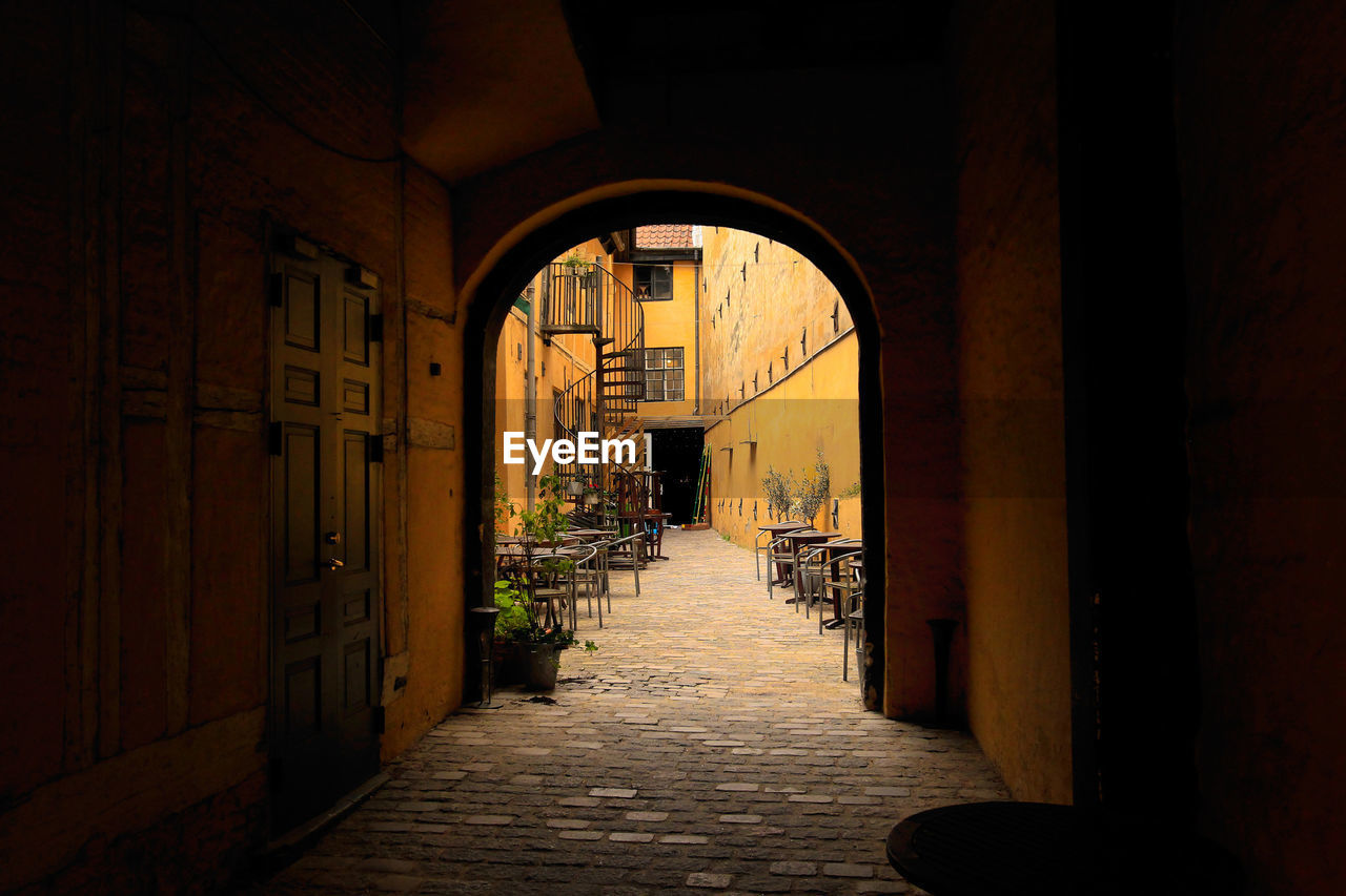 Archway of building in village