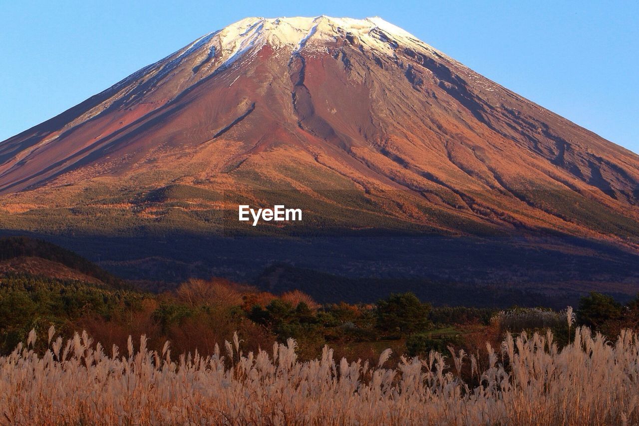 Scenic view of mountains against clear sky