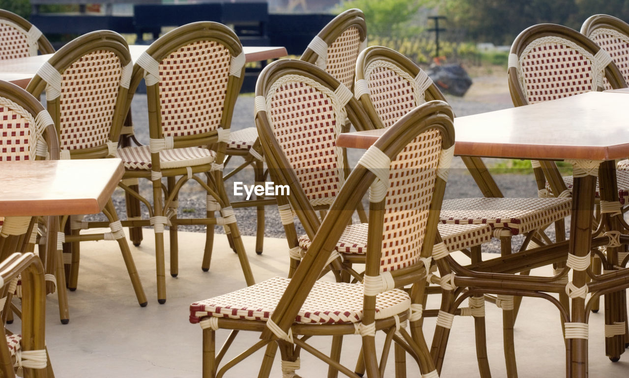 Chairs and table in restaurant