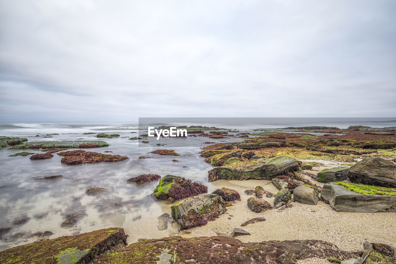 Coastal morning on a rocky beach and reef area. la jolla, ca.