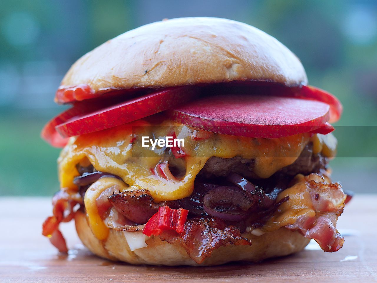 Close-up of burger on table