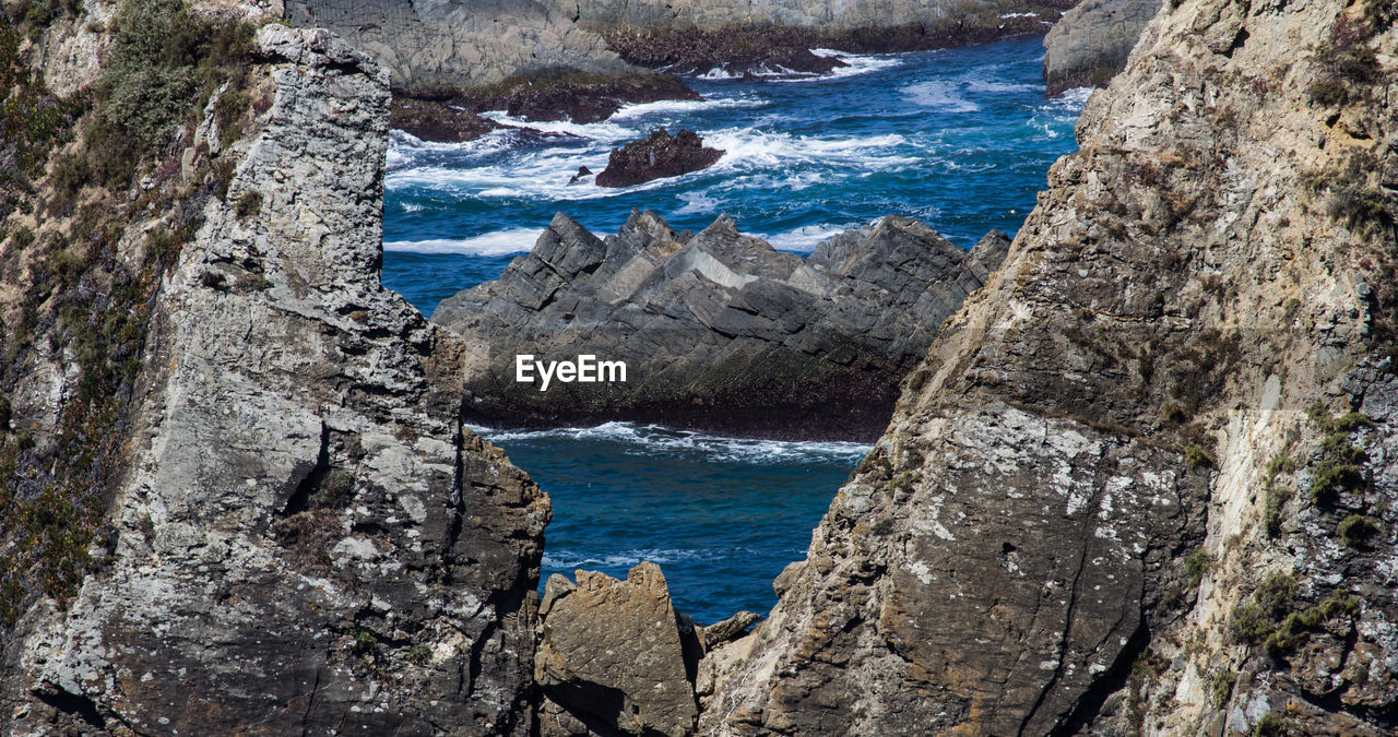 Panoramic view of sea and rocks