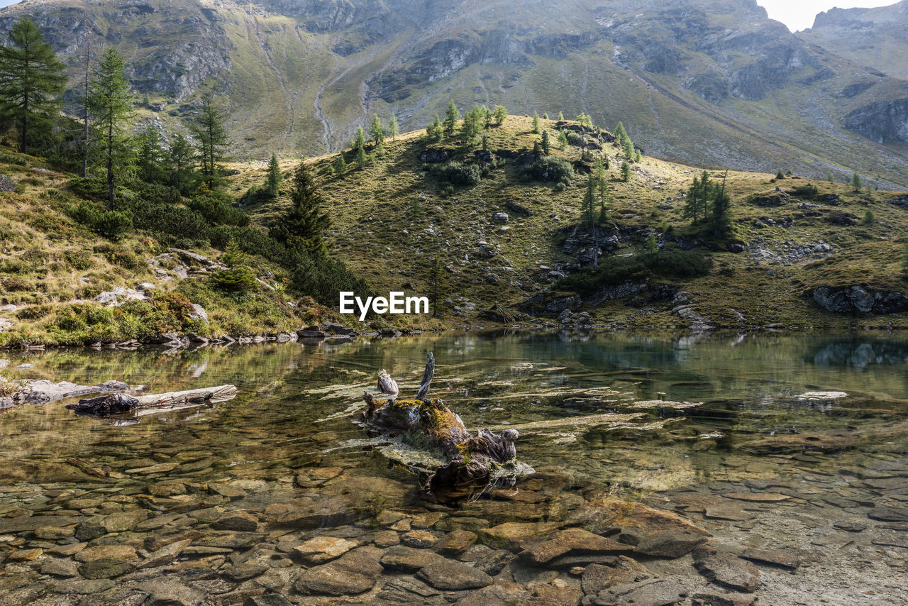 Lake against mountains