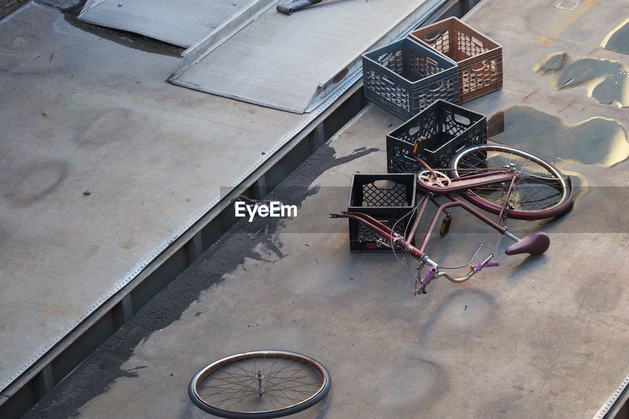 High angle view of bicycle
