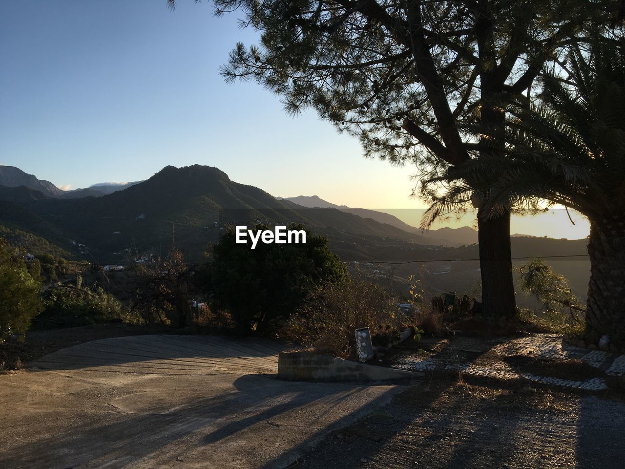 Scenic view of mountains against clear sky