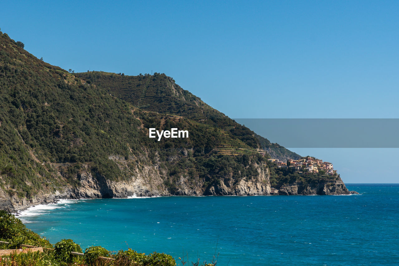 scenic view of sea against clear sky