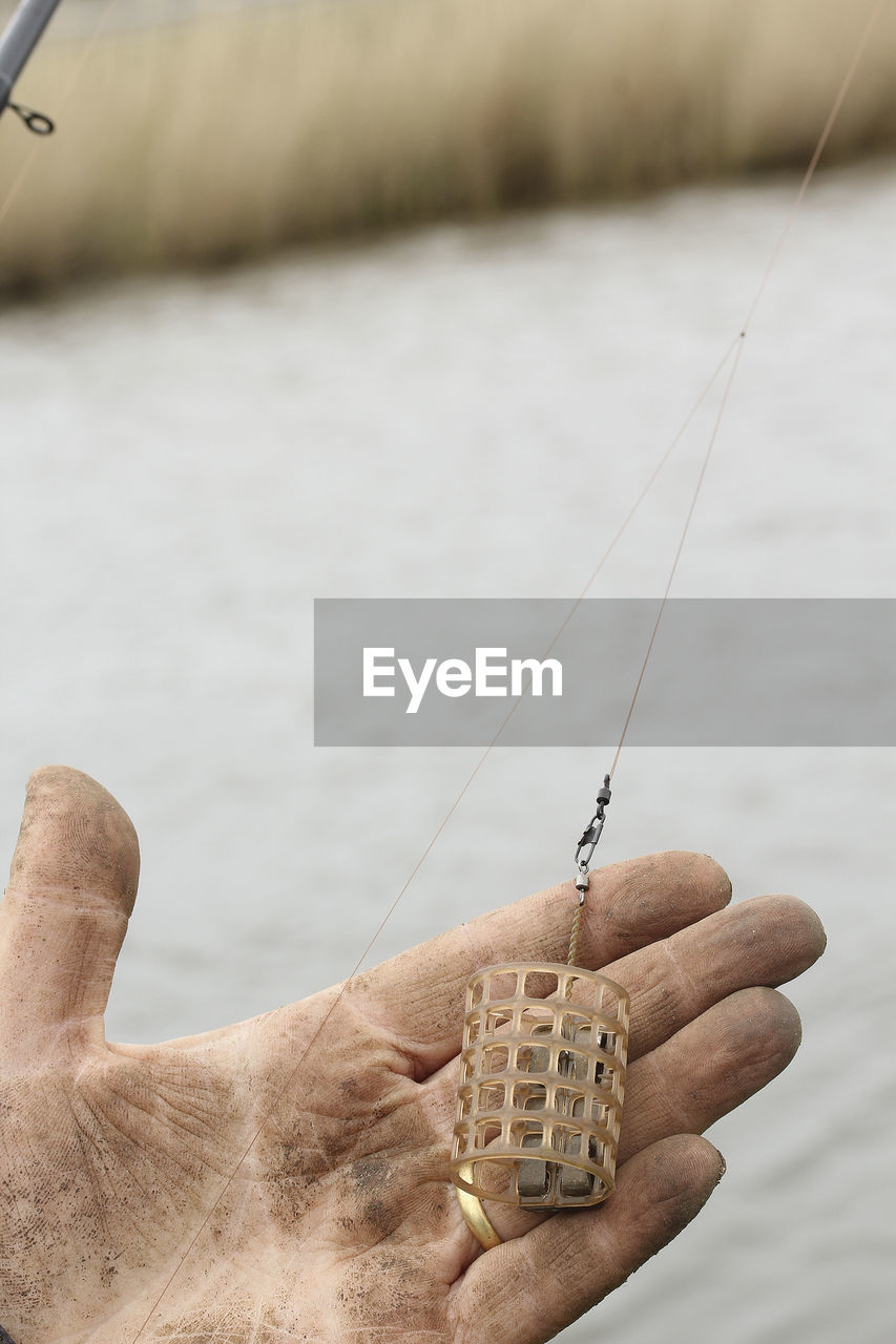 Close-up of bait of fishing rod