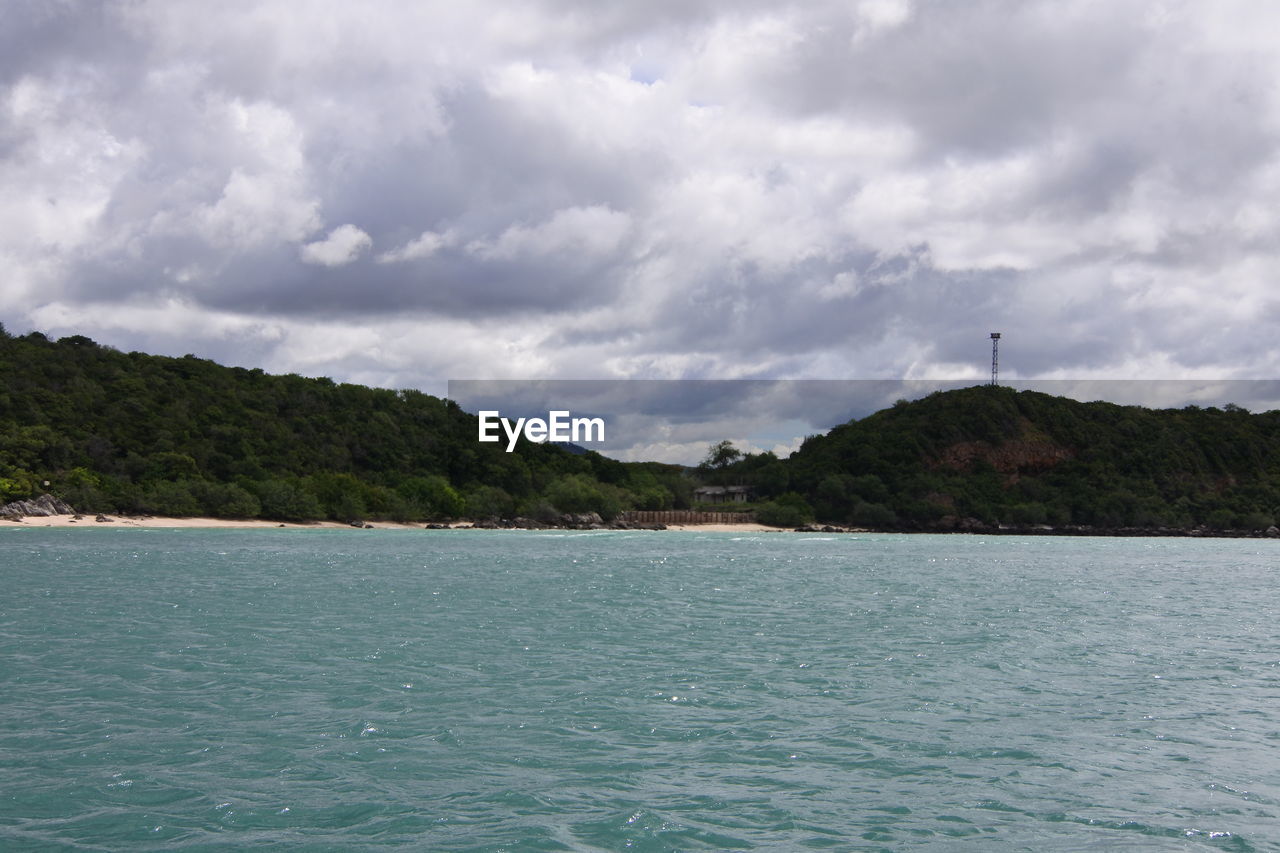 SCENIC VIEW OF SEA BY MOUNTAIN AGAINST SKY