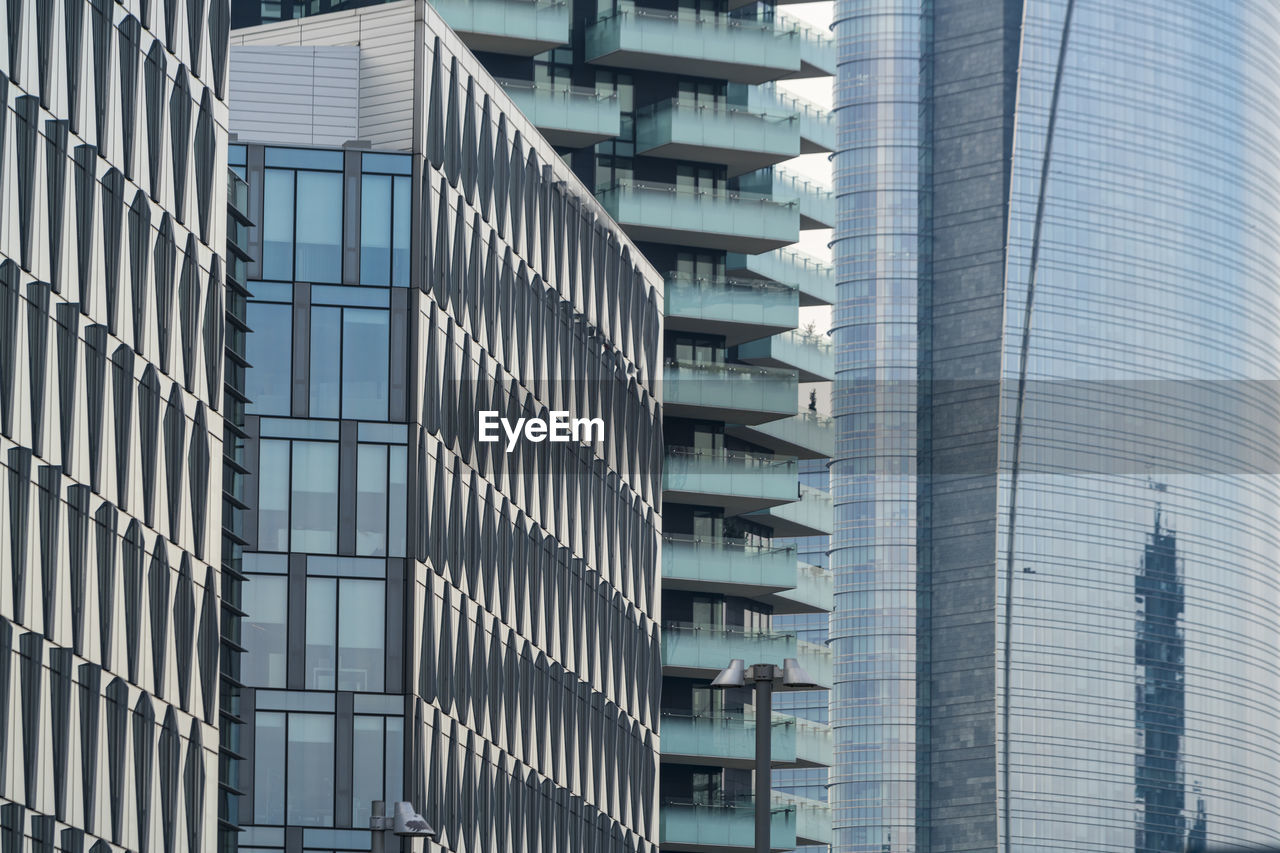 Closeup of towers at porta garibaldi financial district business center