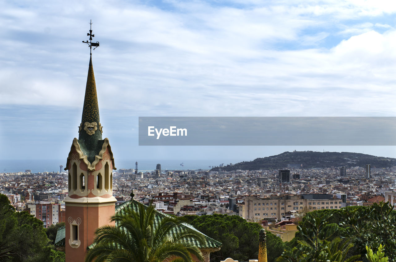 Church tower in park guell
