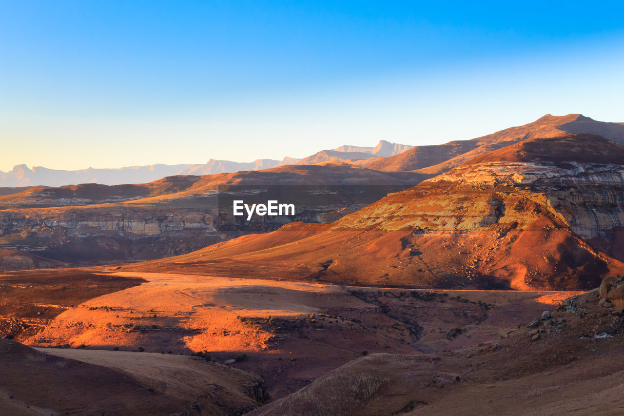 Scenic view of mountains against clear sky