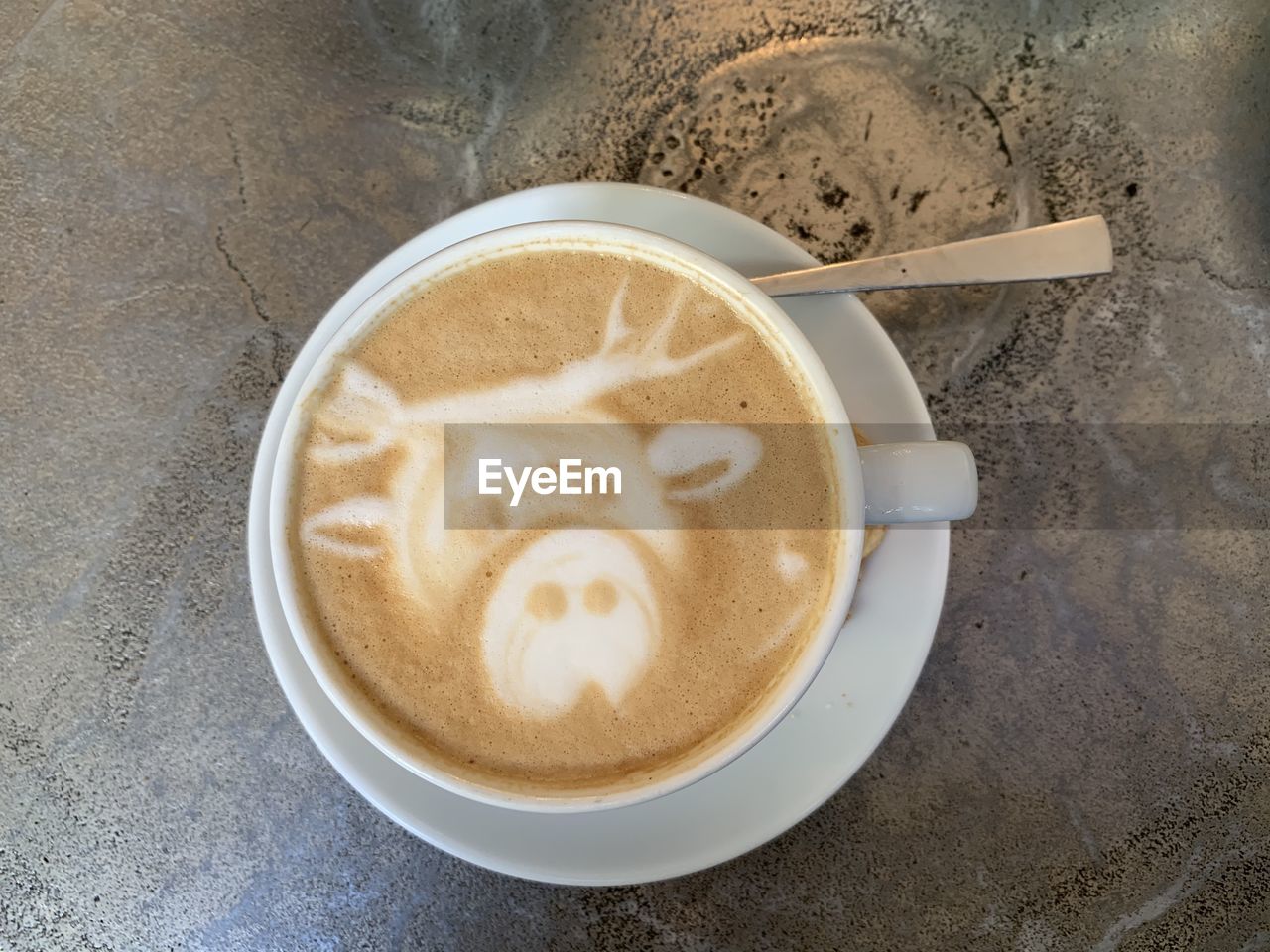 High angle view of coffee cup
