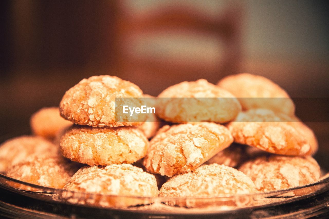 Close-up of cookies in plate