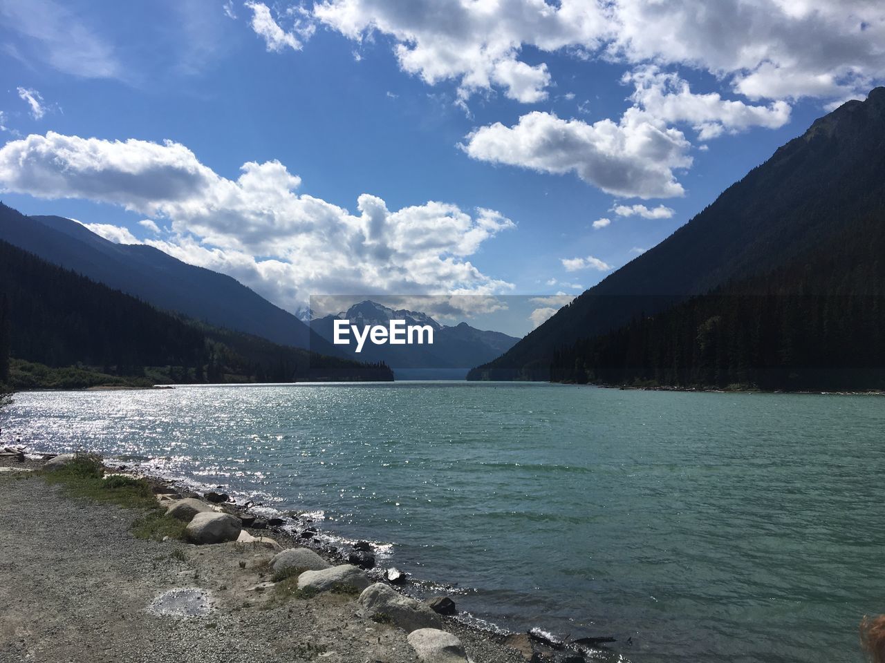 Scenic view of lake against sky