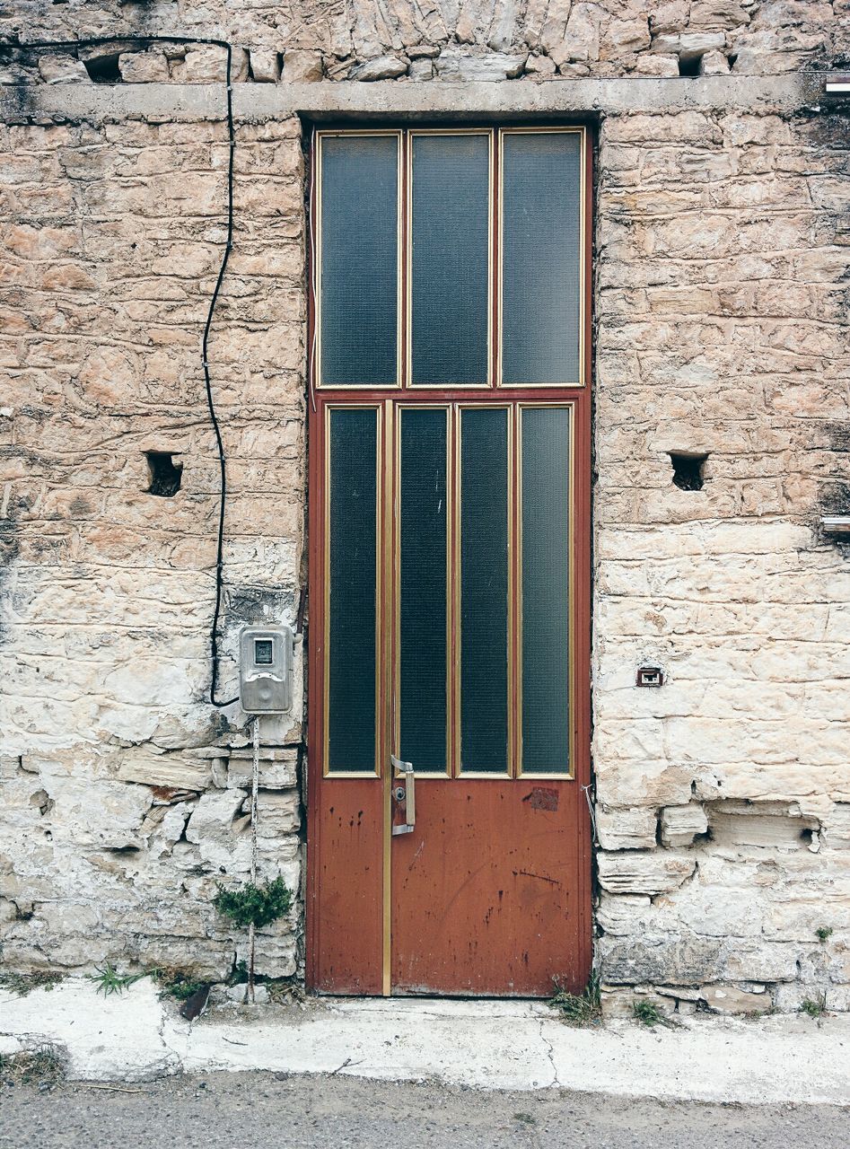 Closed door by street