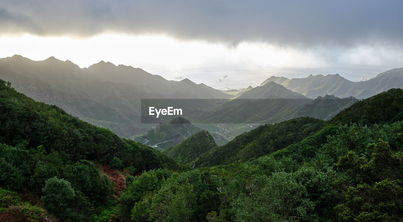 Anaga mountains with port - tenerife at background , canary islands, spain