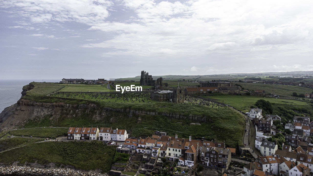 Drone shot of whitby abbey