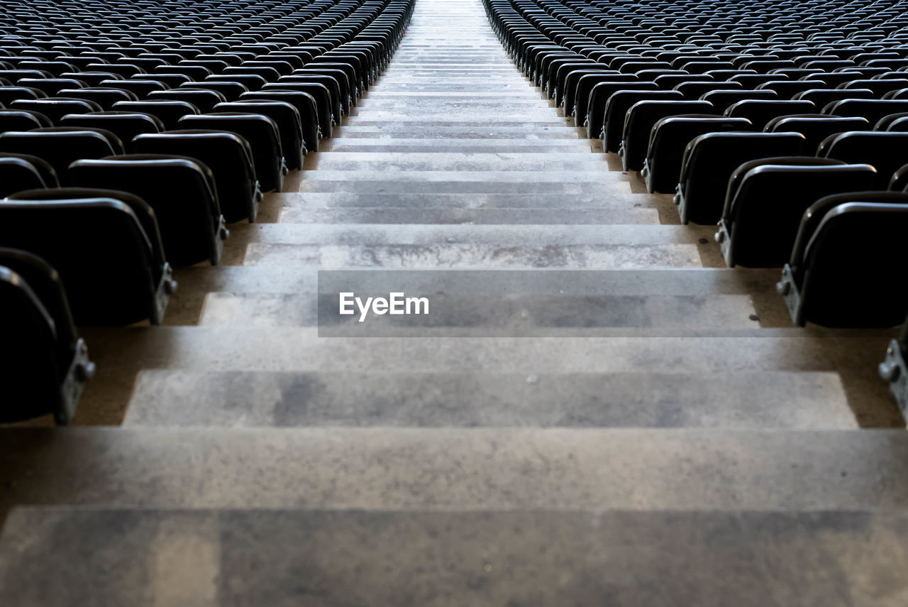 VIEW OF EMPTY SEATS IN SUBWAY