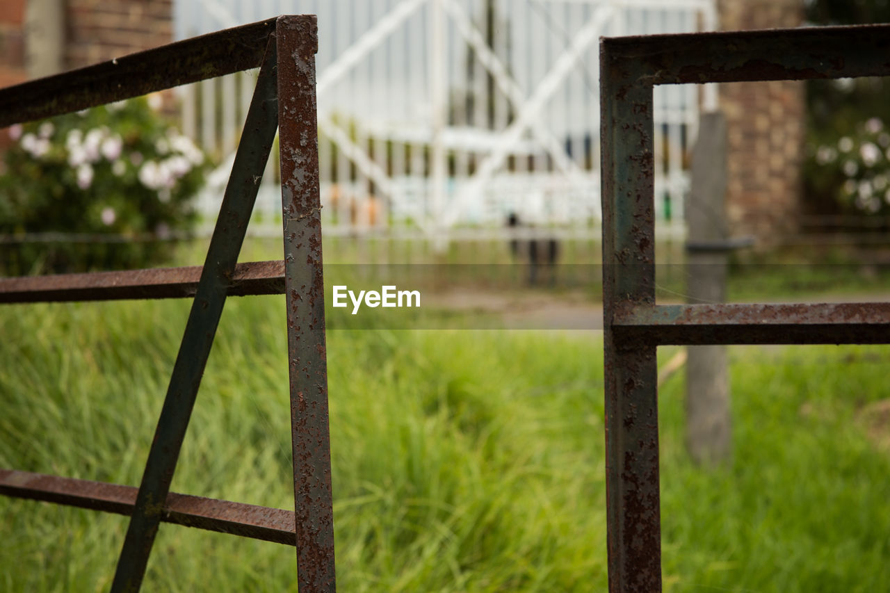 Rusty metal fence