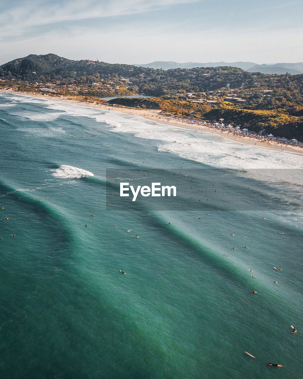 High angle view of beach against sky