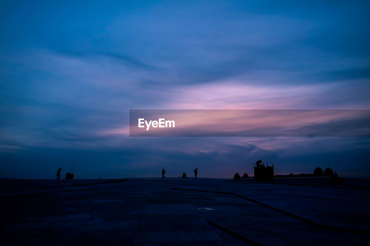 Oslo opera house against sky during sunset