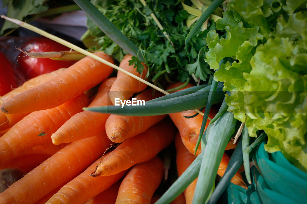 High angle view of vegetables in market place