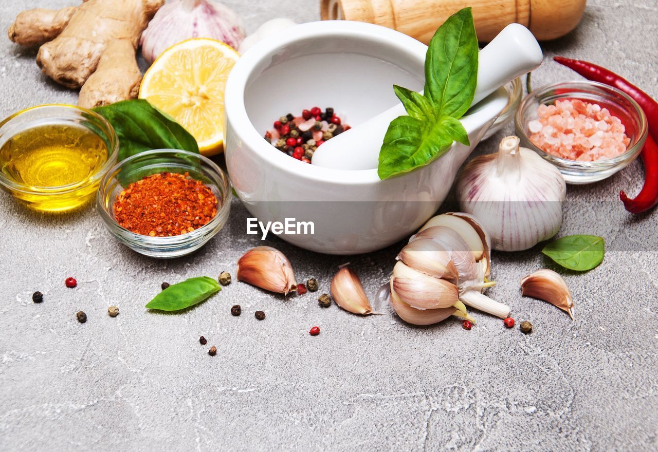 Spices on a table