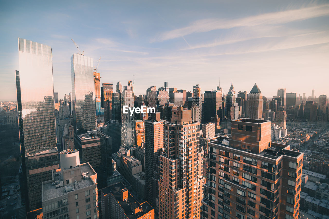 High angle view of cityscape against sky