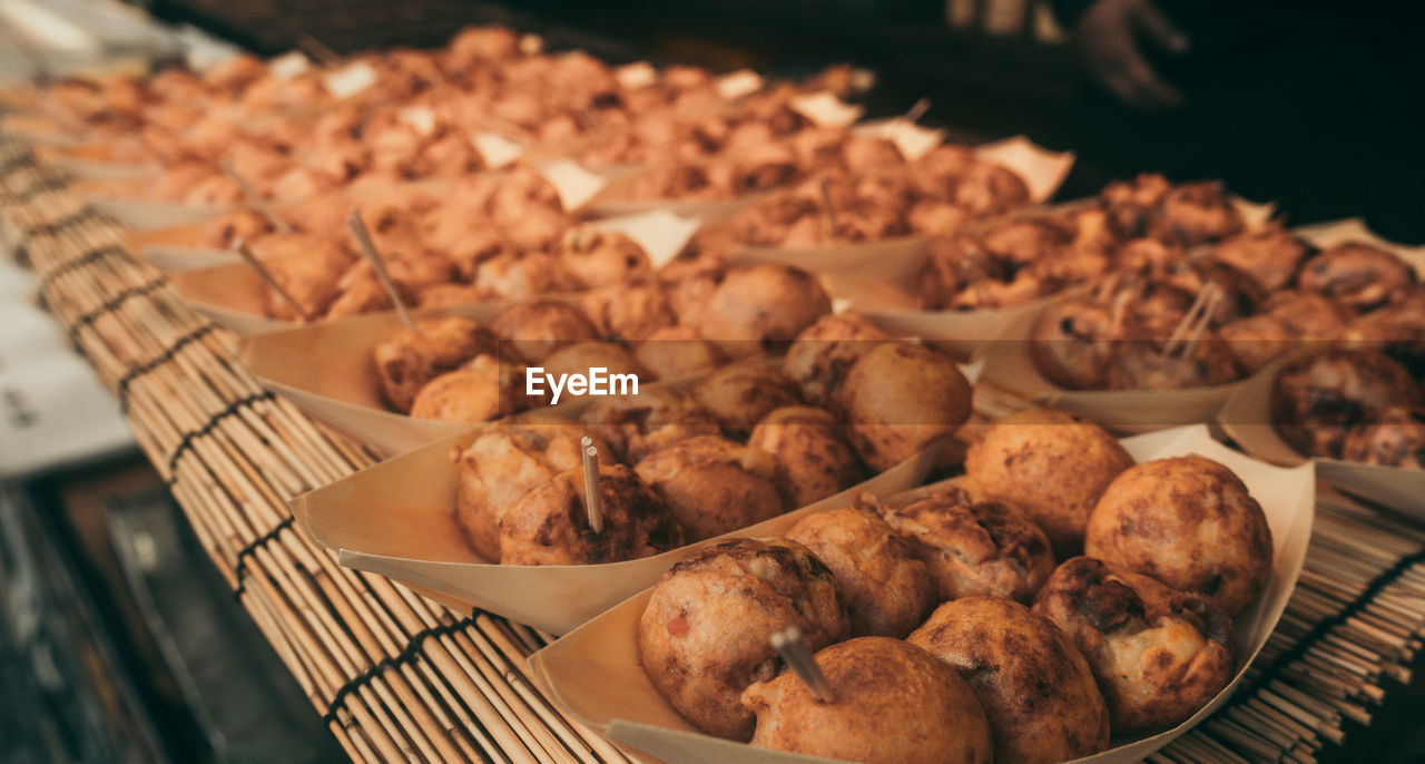 High angle view of food for sale