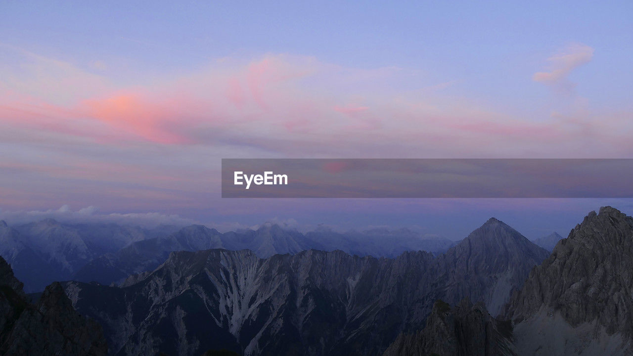Panoramic view from nordlinger hut on karwendel hohenweg, austria in autumn