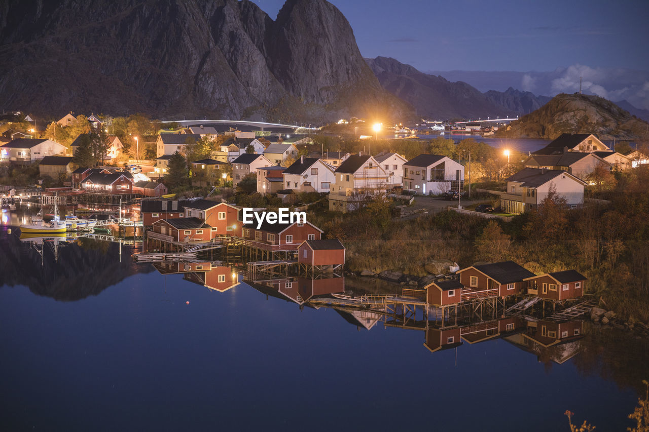 Reine village environment from an aerial point of view