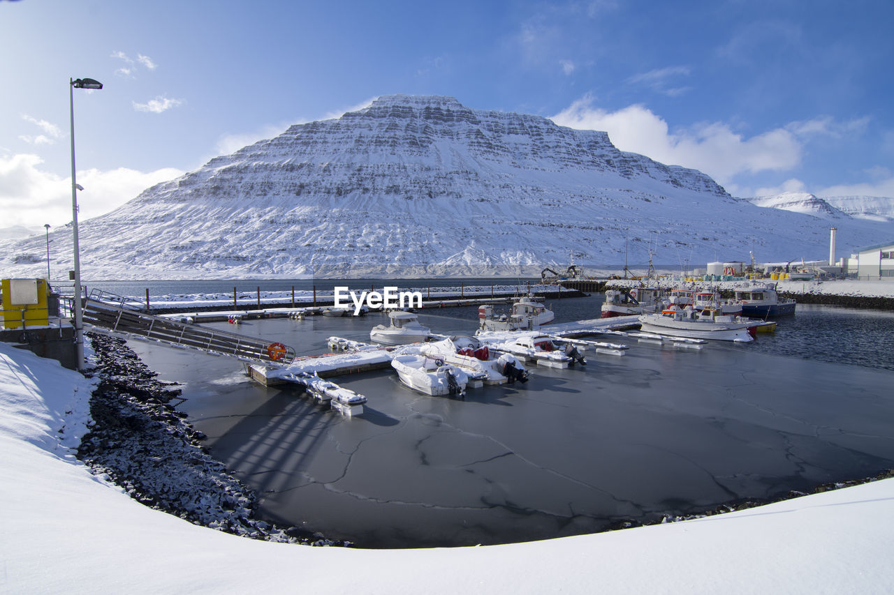 PANORAMIC VIEW OF SNOWCAPPED MOUNTAIN AGAINST SKY