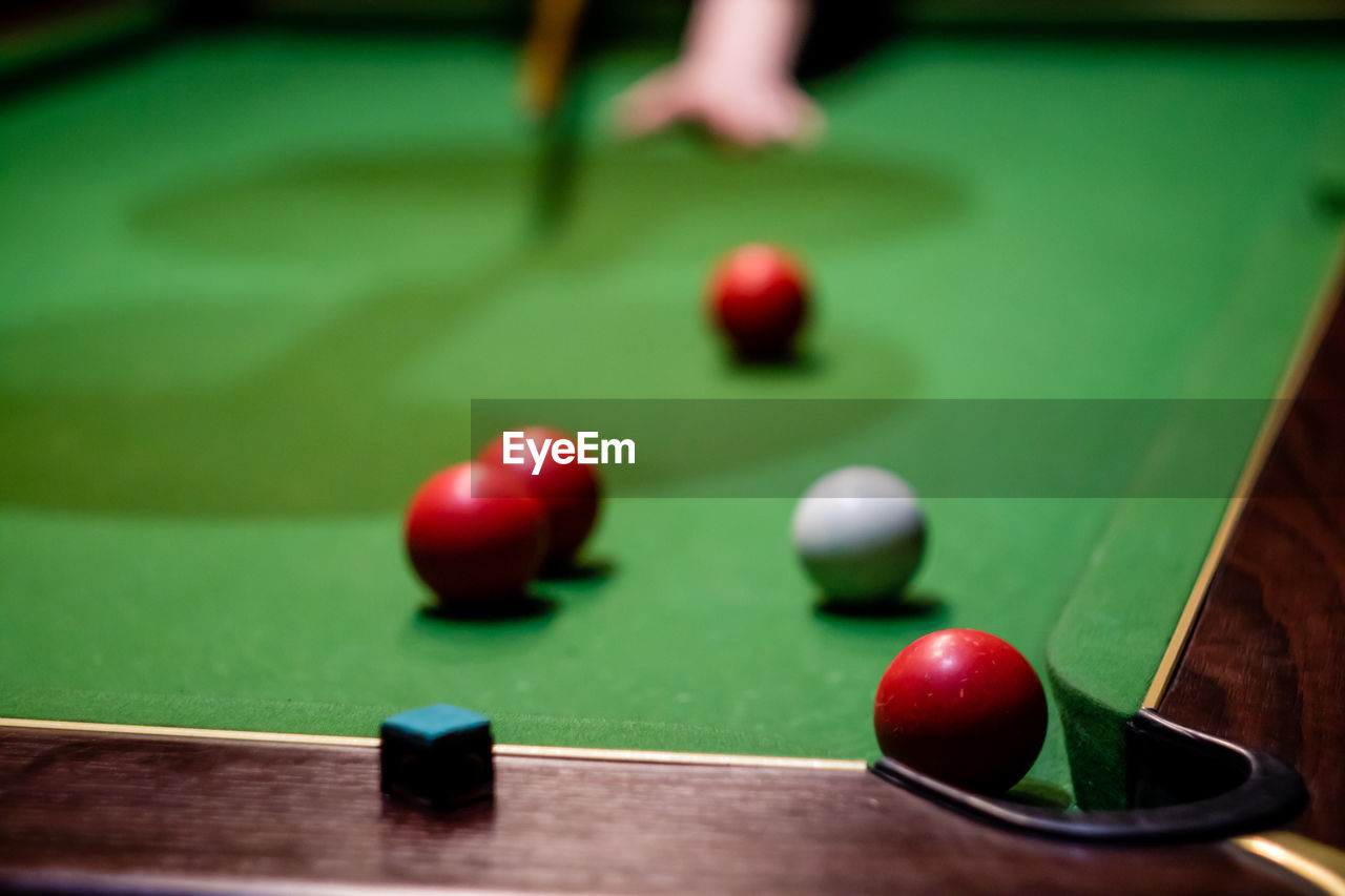 Balls on pool table