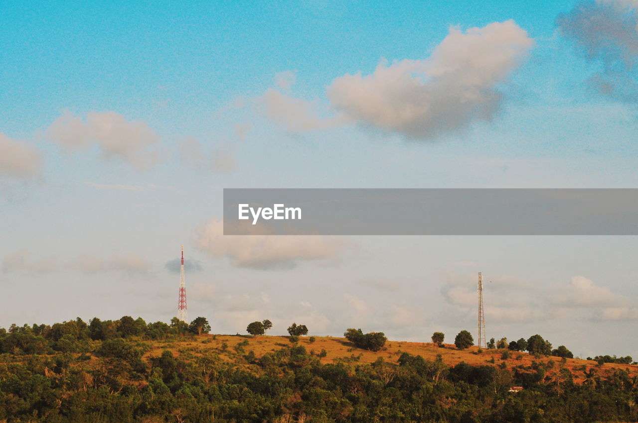 PANORAMIC VIEW OF LAND AND TREES AGAINST SKY