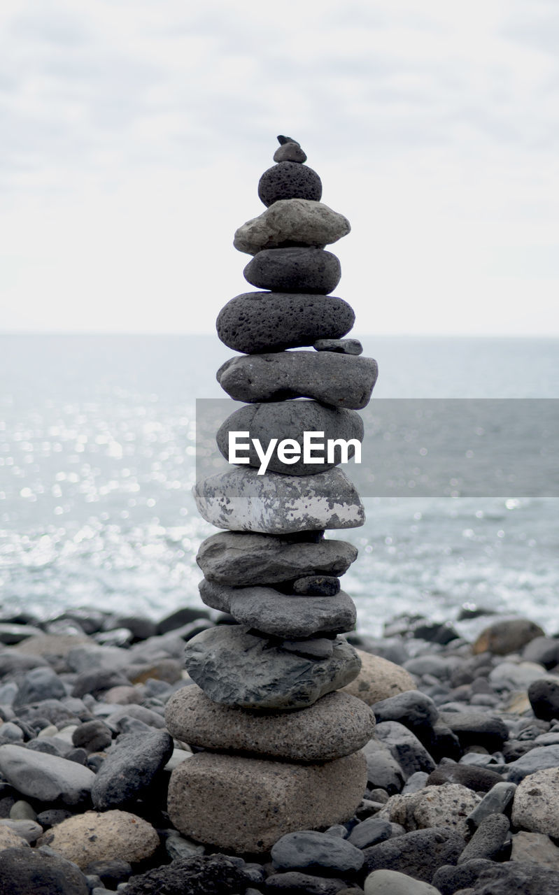 Stack of stones on shore