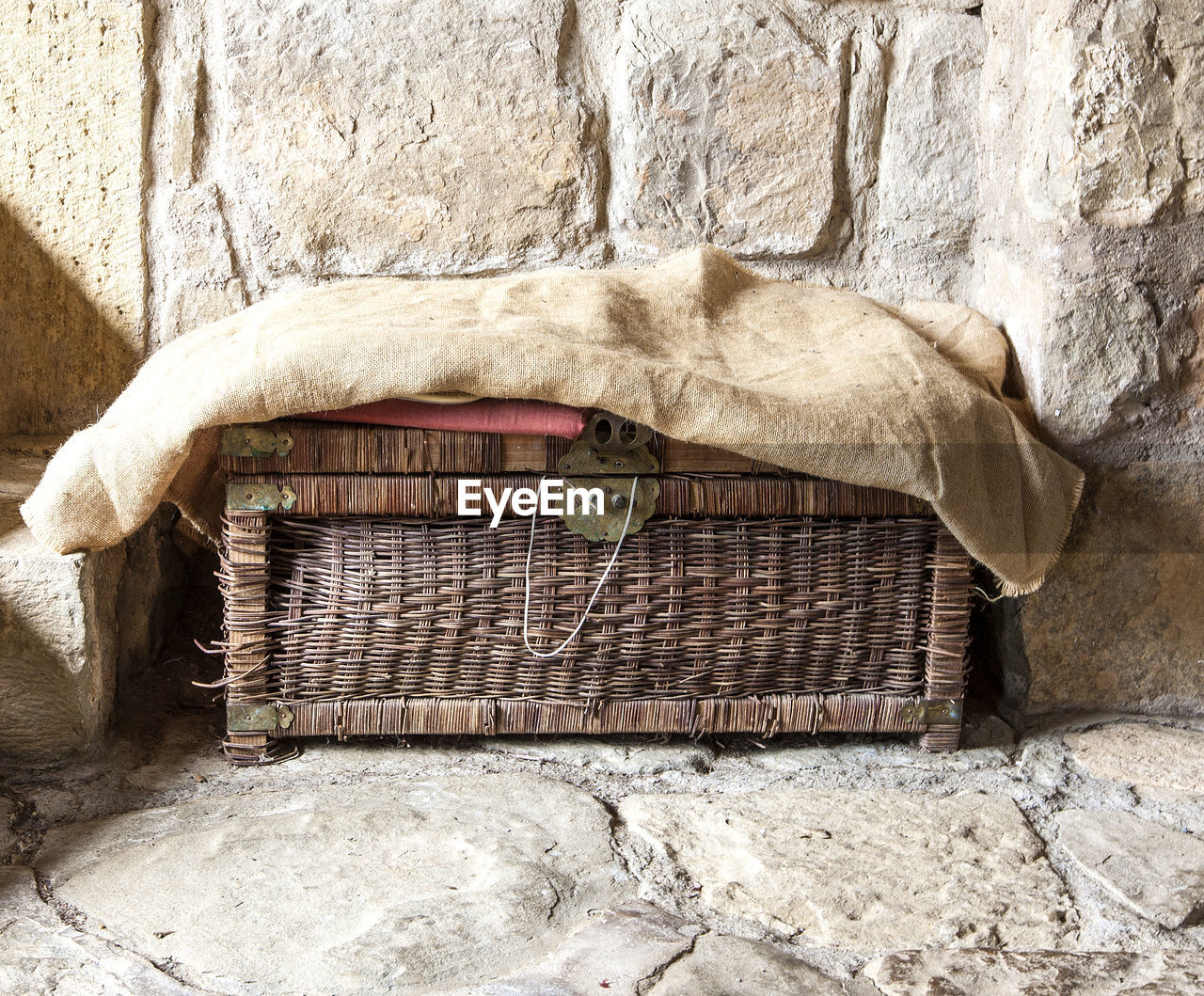 Braided antique chest and burlap