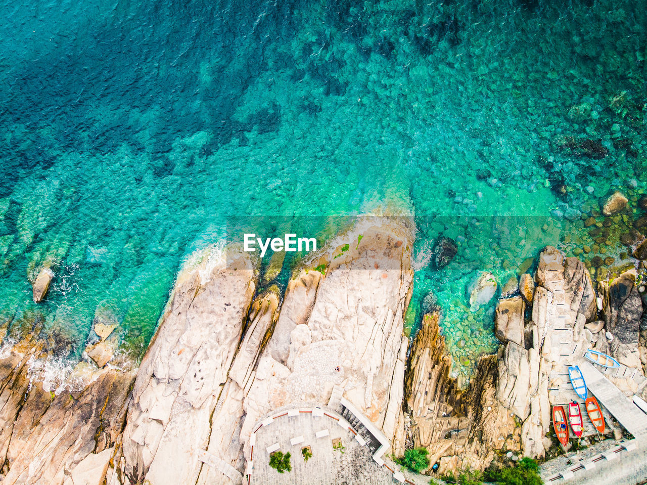 Rocky shore and the sea - drone shot