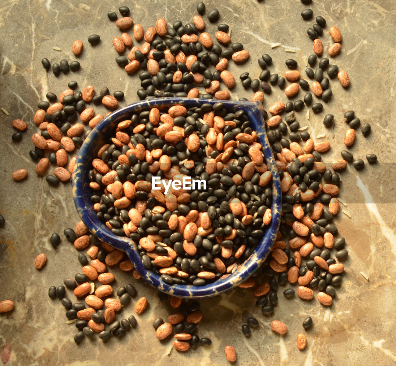 High angle view of beans in bowl